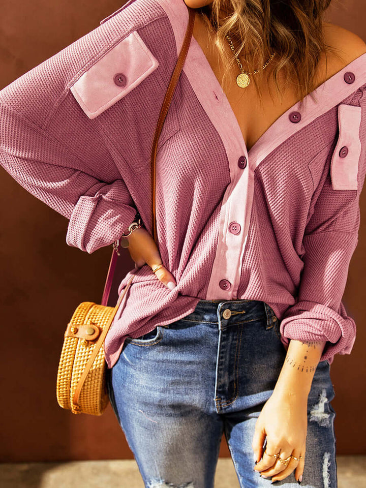 Women's Long Sleeve Waffle Knit Shirt