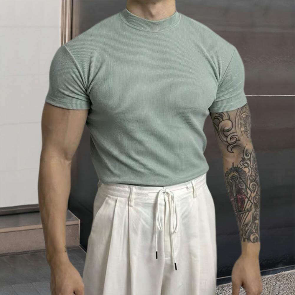 Men's Short Sleeve Ribbed Knit Top