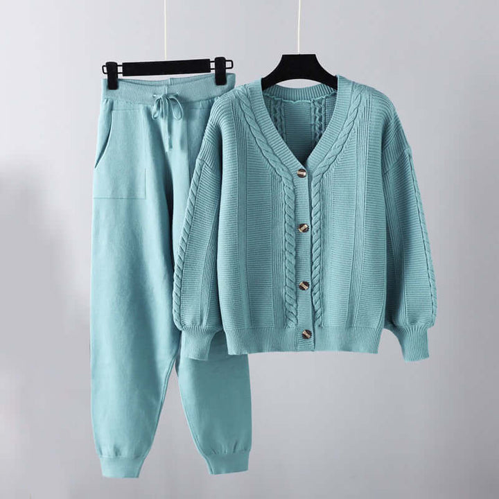 Women's V-Neck Pants and Jacket Set: Stylish & Comfortable Outfit