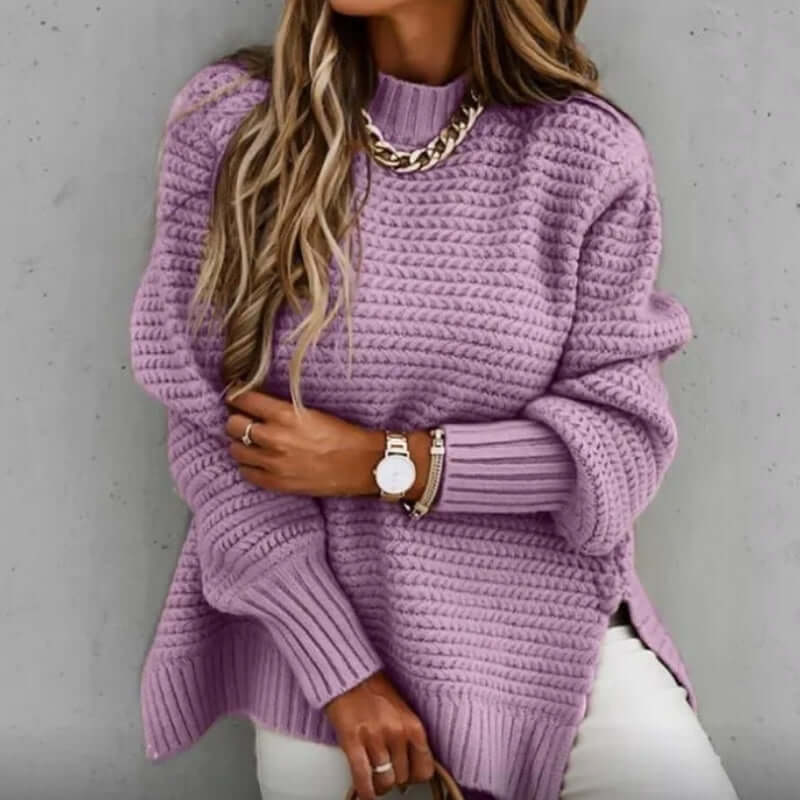 Women's Long Sleeve Mock Neck Knit Sweater