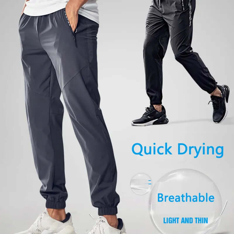 Men's Slim-Fit Running Pants with Zipper Pockets