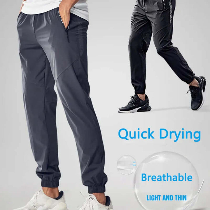 Men's Slim-Fit Running Pants with Zipper Pockets