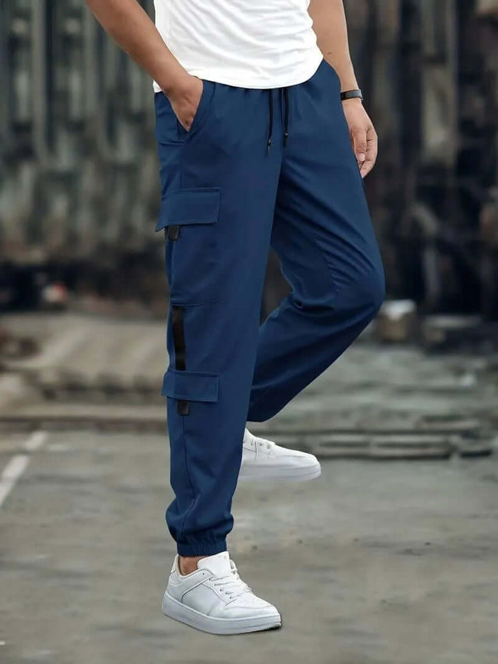 Men's Relaxed Fit Cargo Joggers with Multiple Pockets