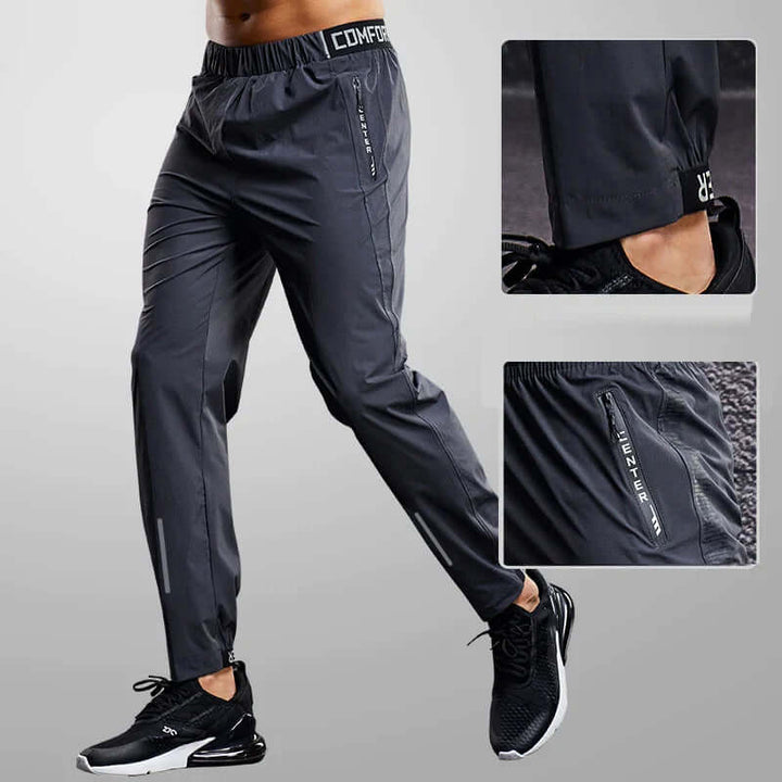 Men's Slim-Fit Running Pants with Zipper Pockets
