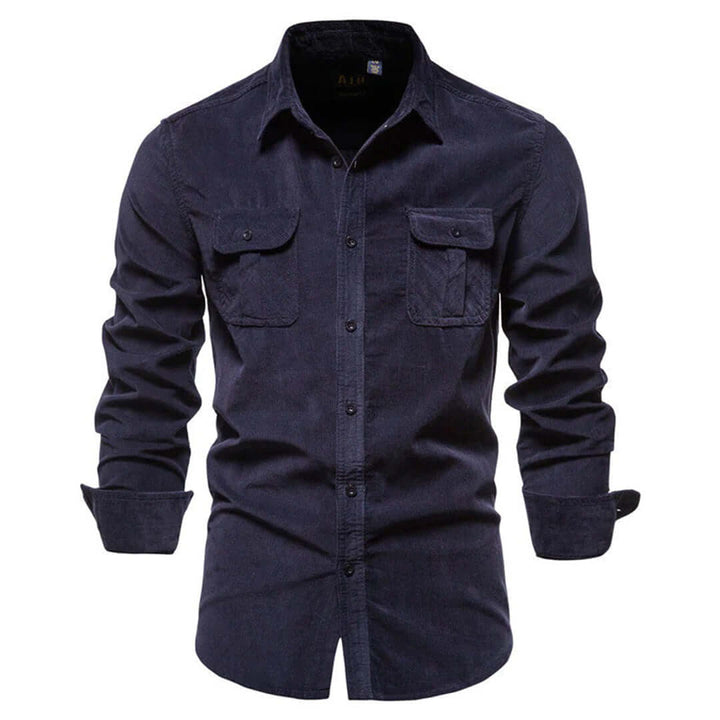 Men's Long Sleeve Corduroy Shirt: Button-Down, Spread Collar