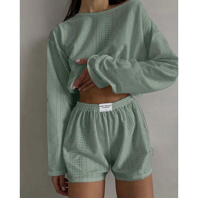Women's Summer Eyelet Knit Lounge Set