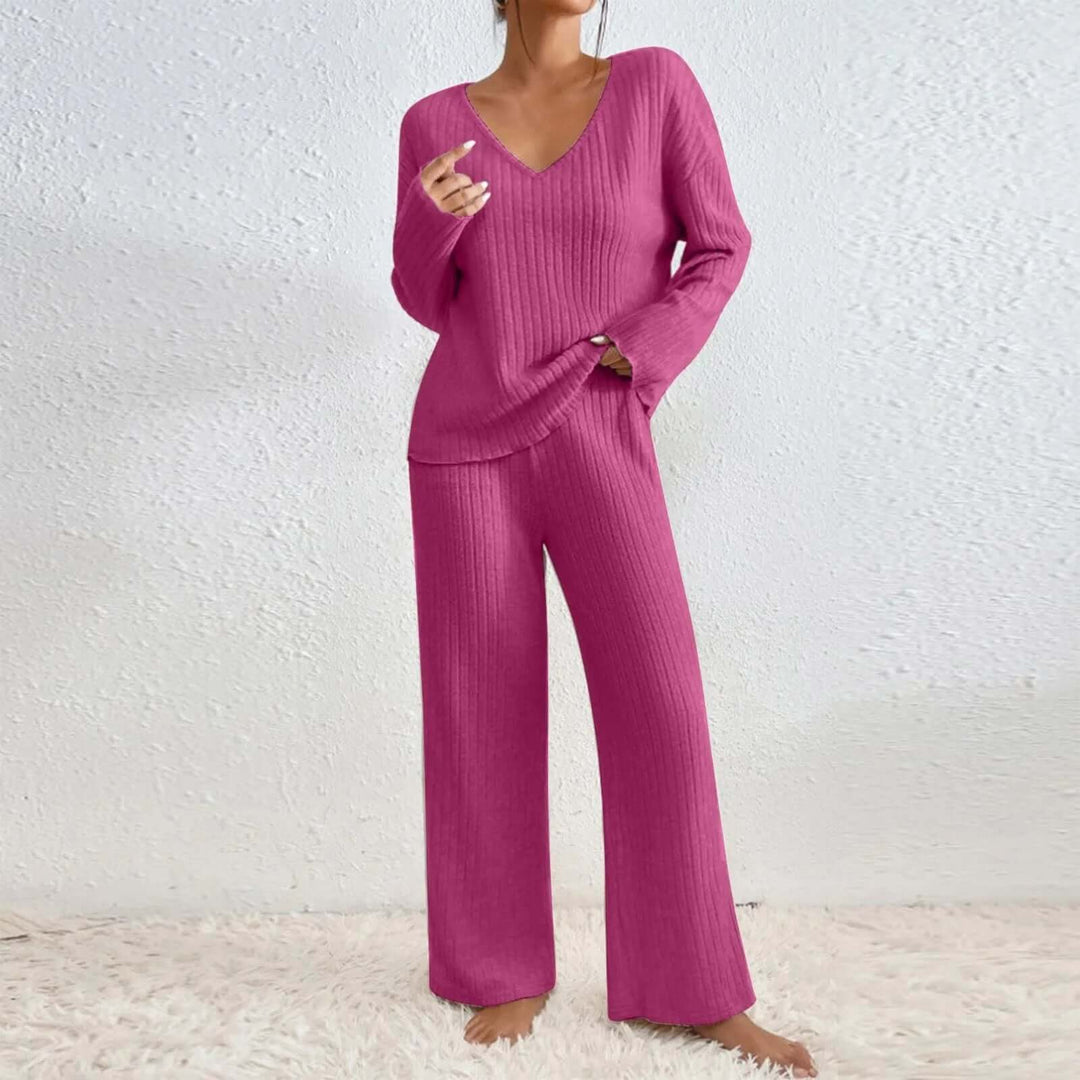 Women's 2-Piece Ribbed Lounge Set: Cozy & Stylish Athleisure