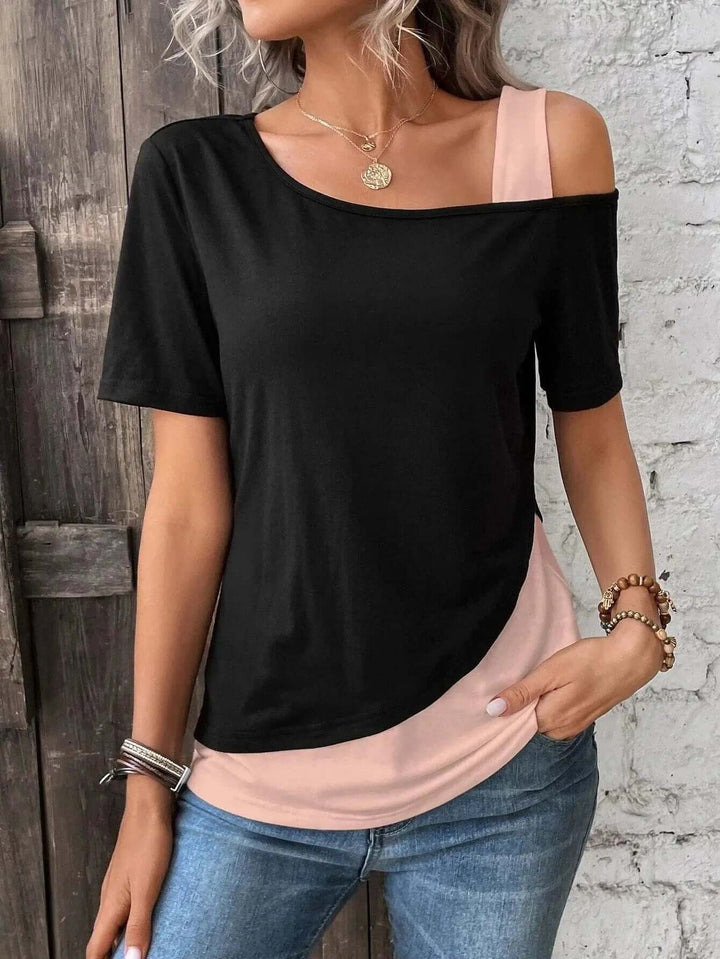 Women's Asymmetrical Layered Top: Relaxed Fit, Lightweight Summer Top