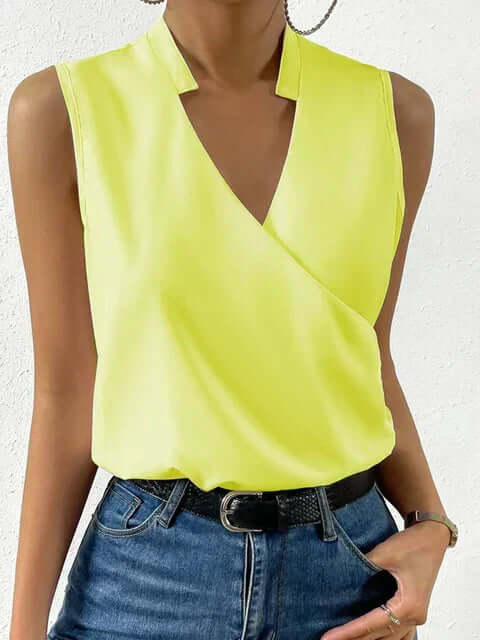 Women's Summer Sleeveless V-Neck Printed Blouse