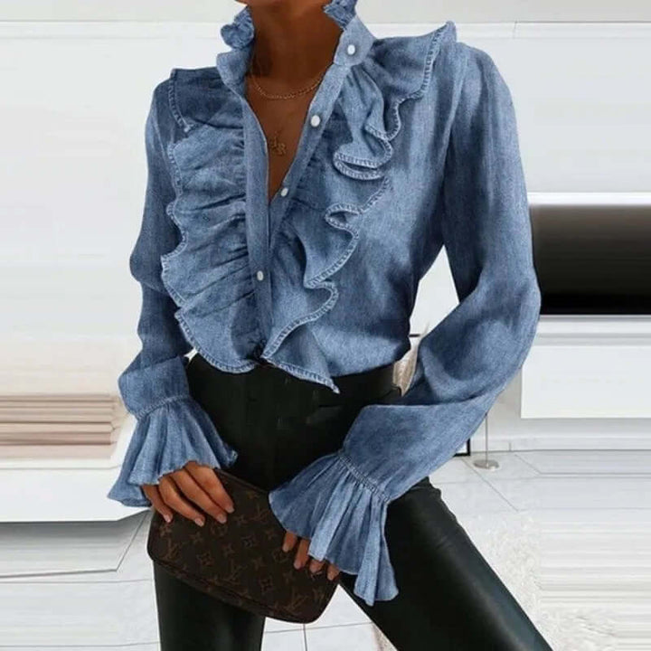 Ruched Long Sleeve Women's Blouse