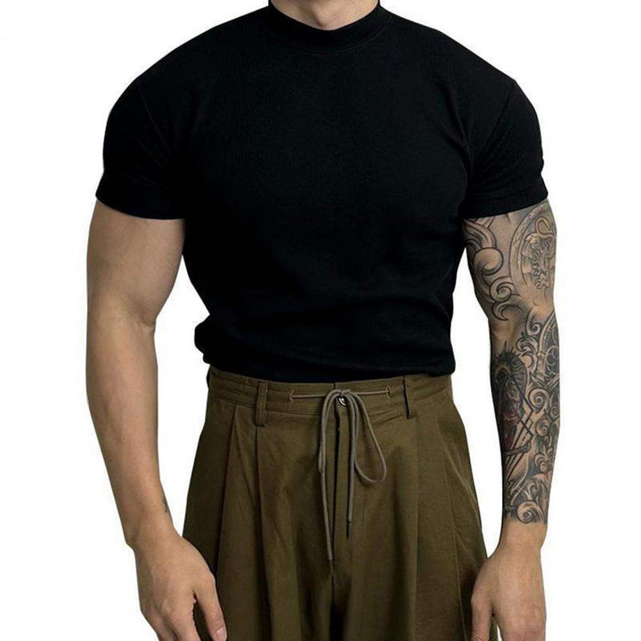 Men's Short Sleeve Ribbed Knit Top