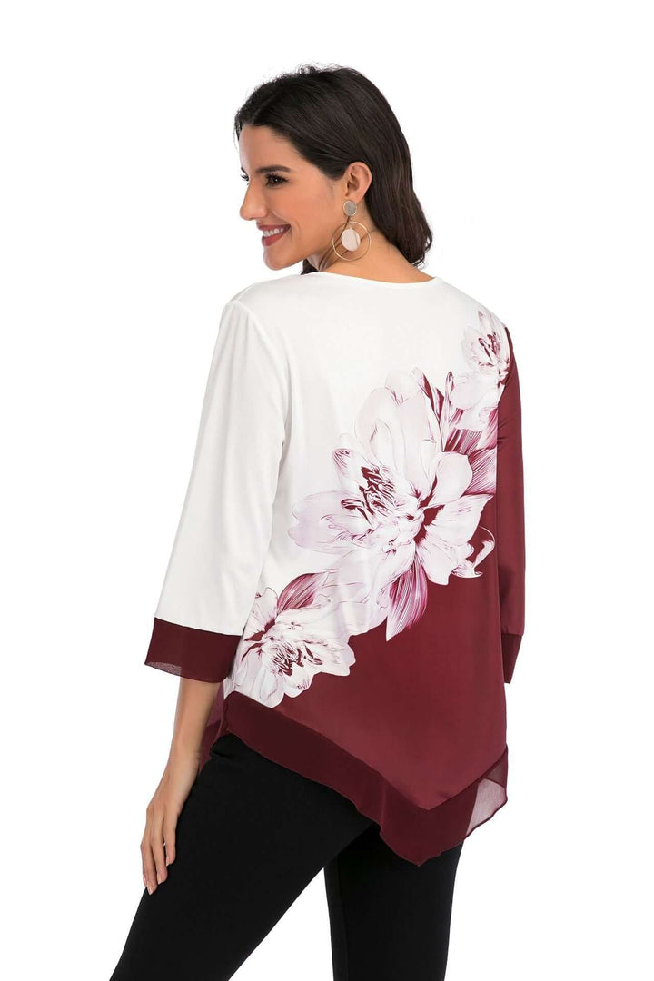Women's Asymmetrical Hem Loose-Fit Blouse