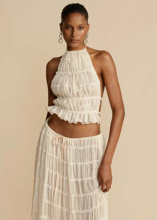 Women's Summer Halter Neck Mini Skirt Set