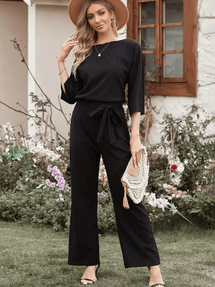 Women's Wide Leg Jumpsuit with Belt