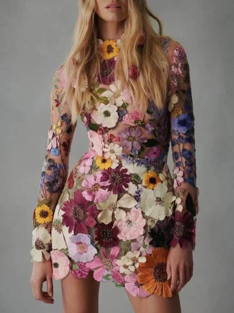 3D Floral Dress: Elegant Sustainable Design