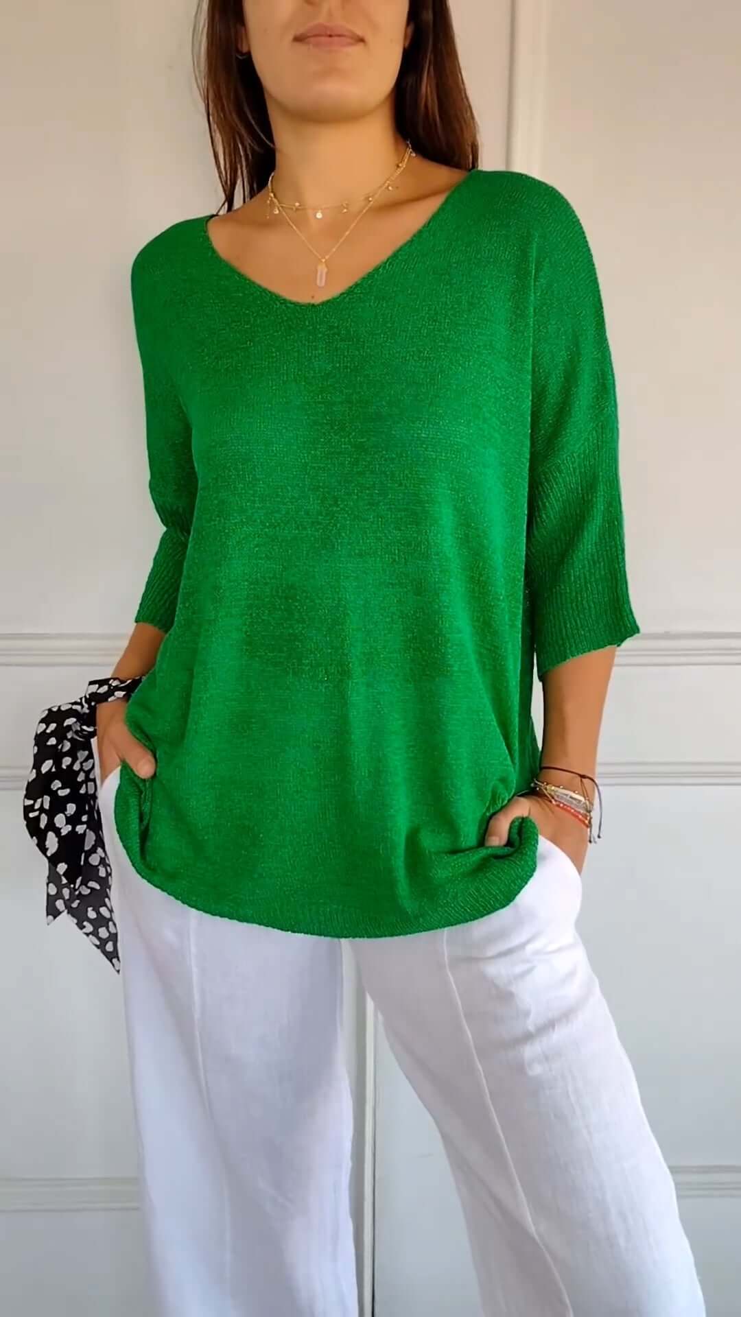Women's Relaxed V-Neck Knit Top