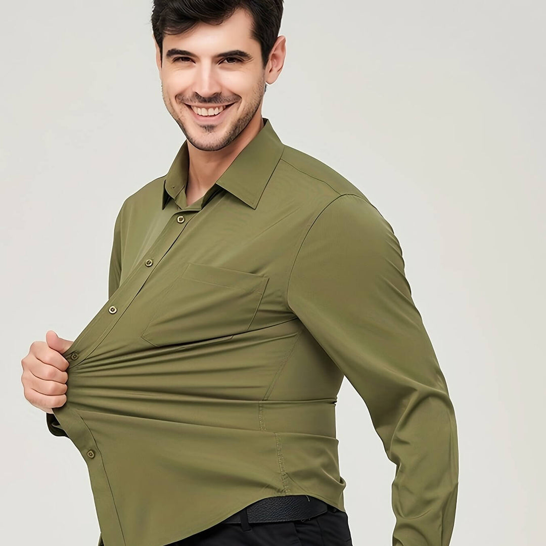 Men's Long-Sleeve Cotton Shirt: Modern Fit Dress Shirt