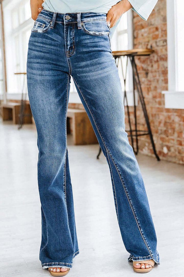 Women's High Waist Flared Jeans: Slim Fit Denim