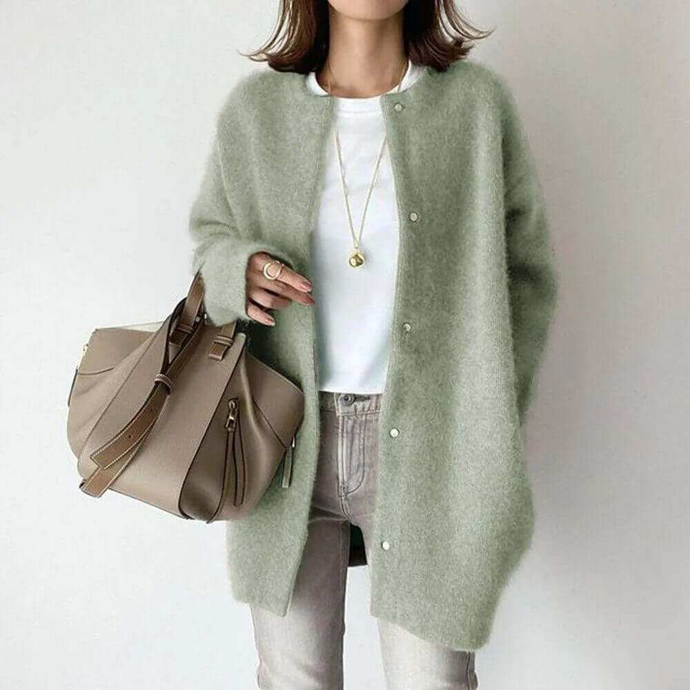 Women's Relaxed Knit Cardigan with Button Closure