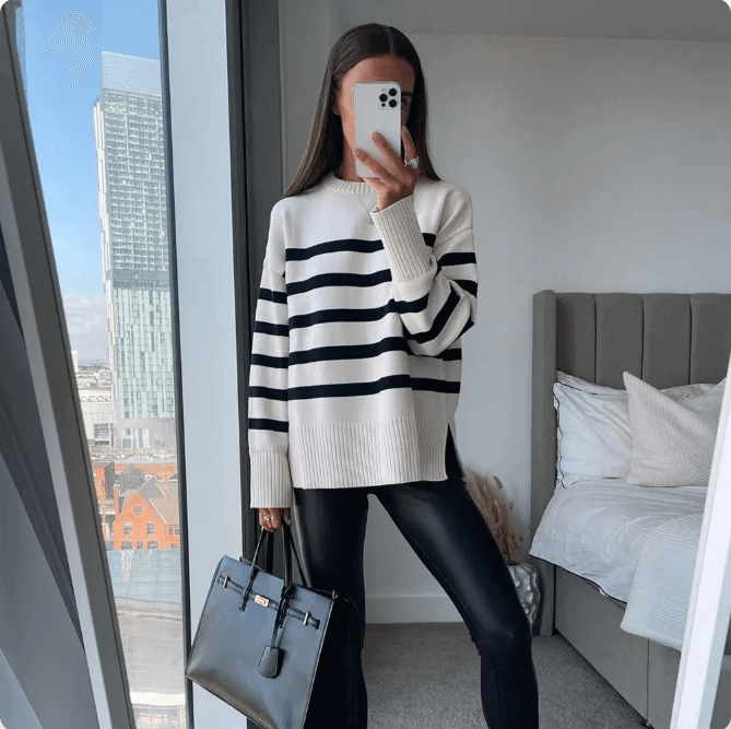 Women's Oversized Striped Knit Sweater