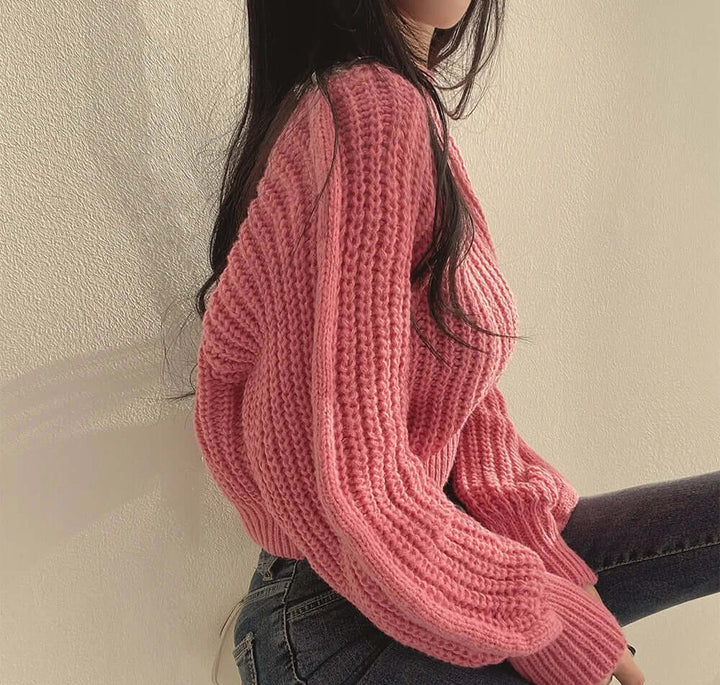 Women's Long-Sleeve Pullover Sweater - Elegant & Cozy