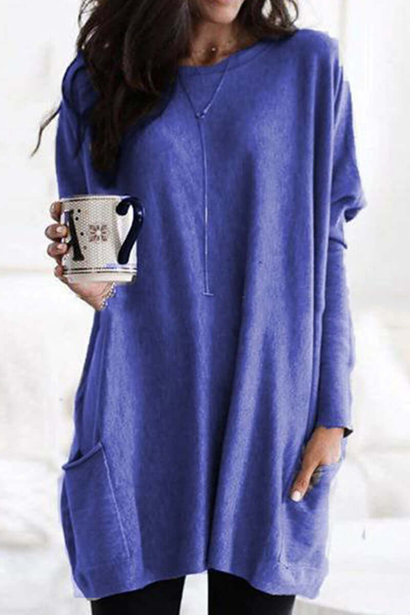 Women's Summer Pocket Top: Casual Round Neck T-Shirt