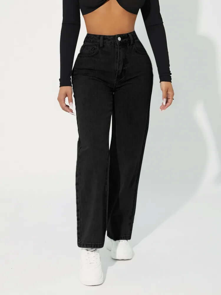Women's High-Waisted Straight Leg Jeans