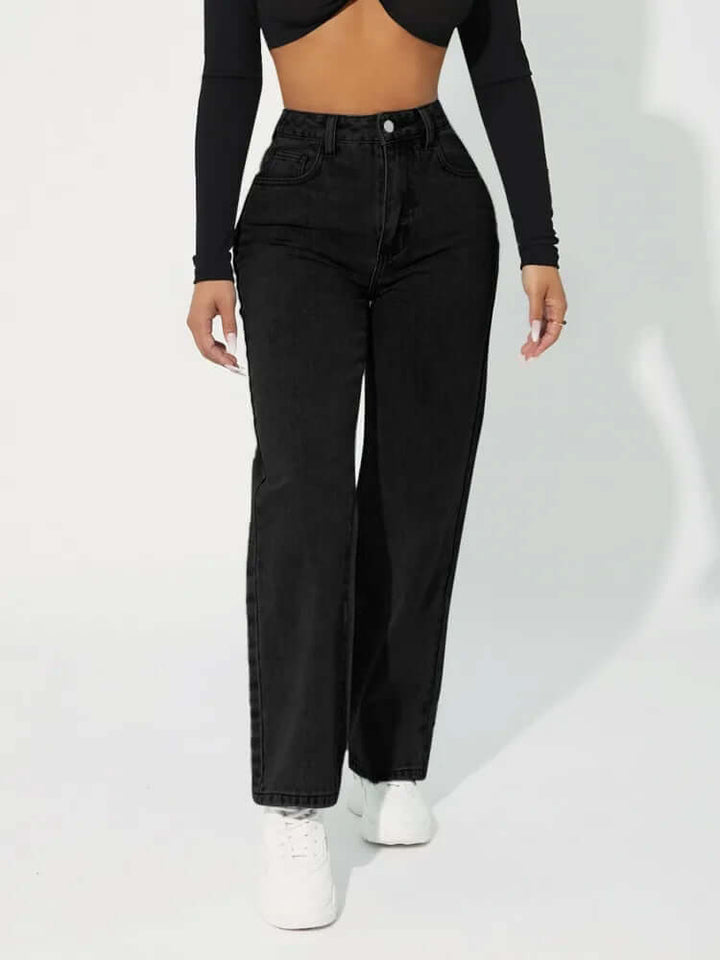Women's High-Waisted Straight Leg Jeans