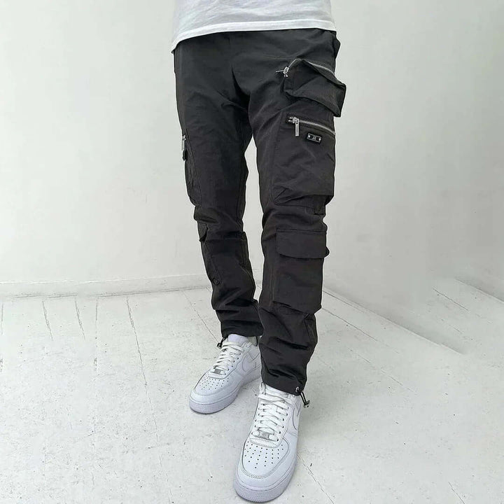 Men's Tapered Cargo Trousers: Multi-Pocket Utility Pants