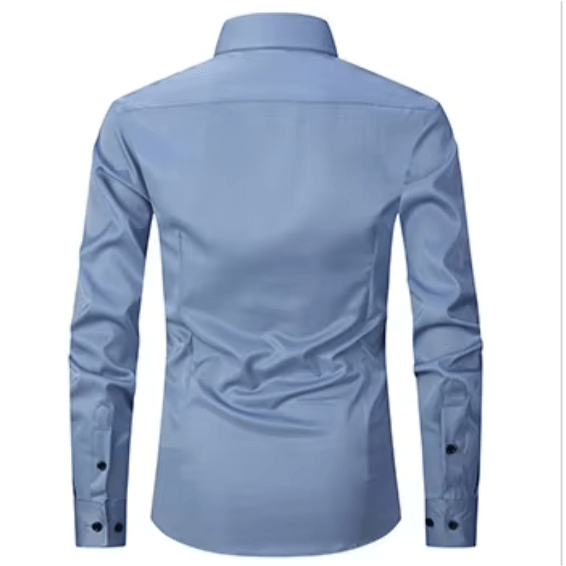 Men's Slim Fit Long Sleeve Shirt with Contrast Buttons