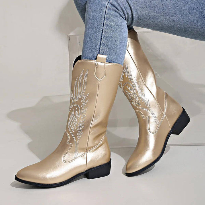 Women's Leather Cowboy Boots: Western Style Ankle Boots