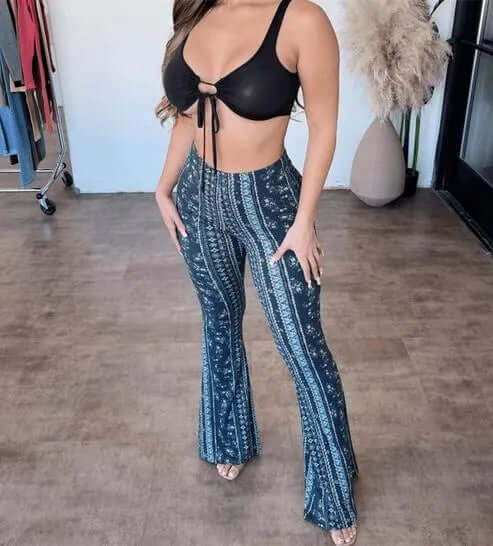 Women's High-Waisted Bell Bottom Pants: Retro Flare, Flattering Fit