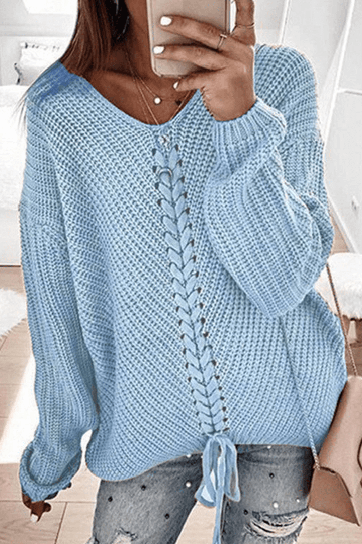 Women's Long-Sleeve Round Neck Knitted Sweater