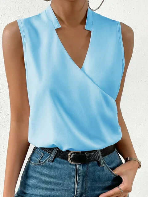 Women's Summer Sleeveless V-Neck Printed Blouse