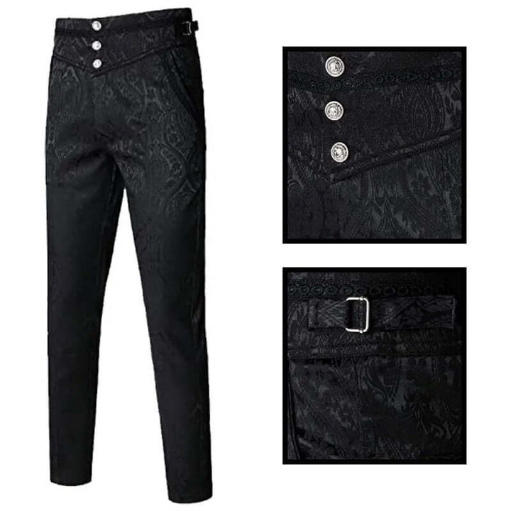 Men's Gothic Casual Trousers with Double Buttons