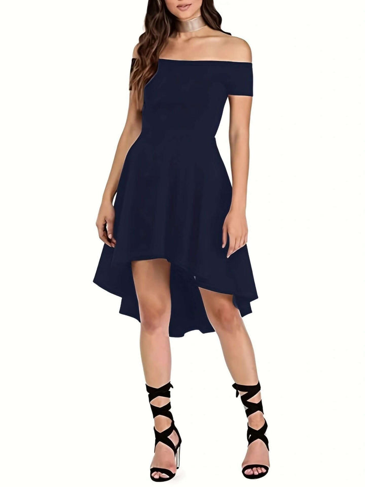Women's Off-Shoulder High-Low Dress: Elegant & Comfortable