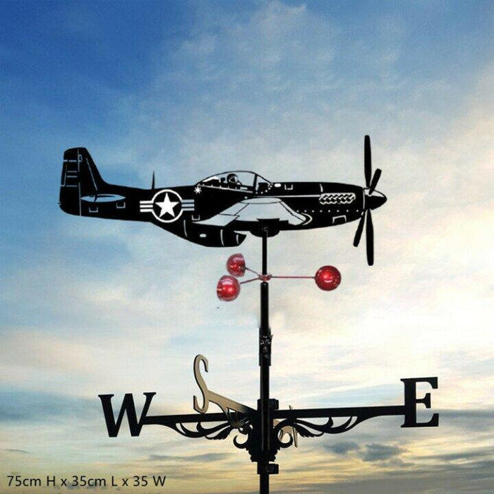 "Eccentric garden weather vane with dragon design; decorative, durable stainless steel; whimsical outdoor decor piece."