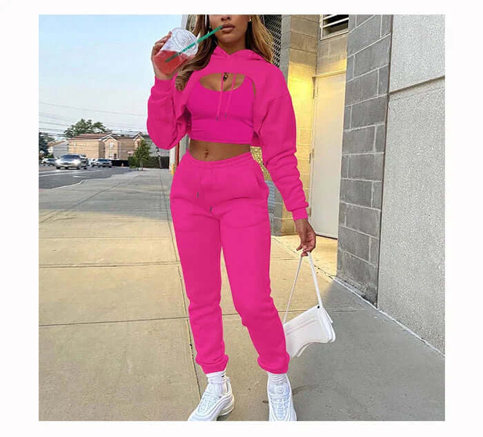 Women's 3-Piece Fleece Jogging Suit: Cozy & Stylish