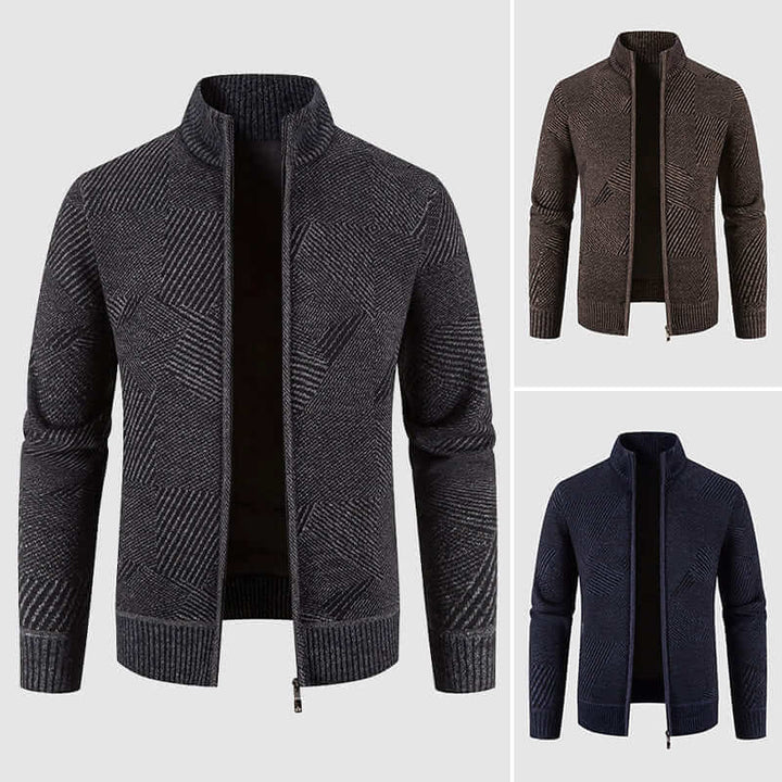 Men's Geometric Knit Cardigan Jacket
