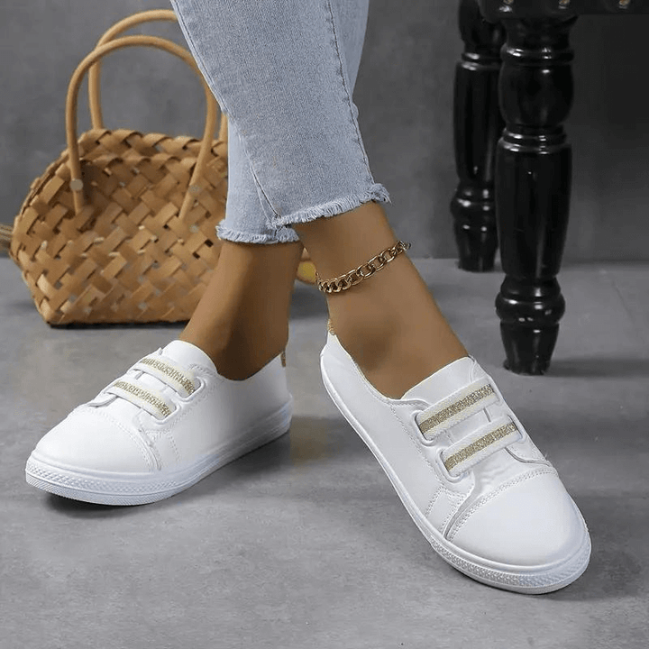 Women's Slip-On Sneakers: Elastic Band, Rounded Toe, Comfort