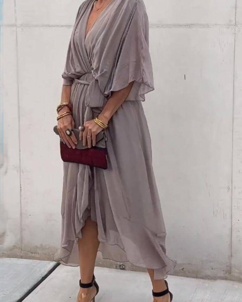 Women's Flowy Wrap Midi Dress