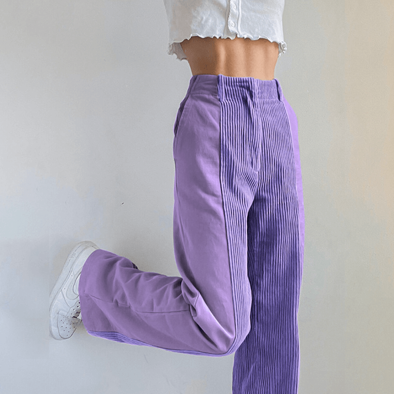 Women's High-Waisted Flared Corduroy Trousers