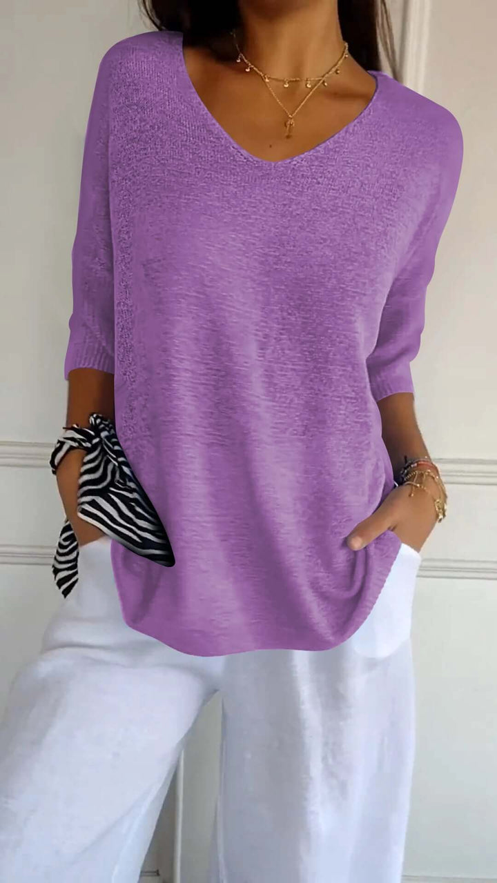 Women's Relaxed V-Neck Knit Top