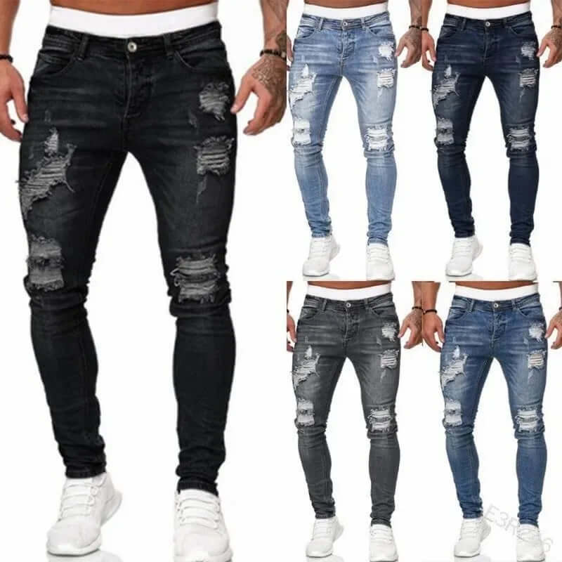 Men's Flocked Skinny Jeans: Stylish & Comfortable Fit