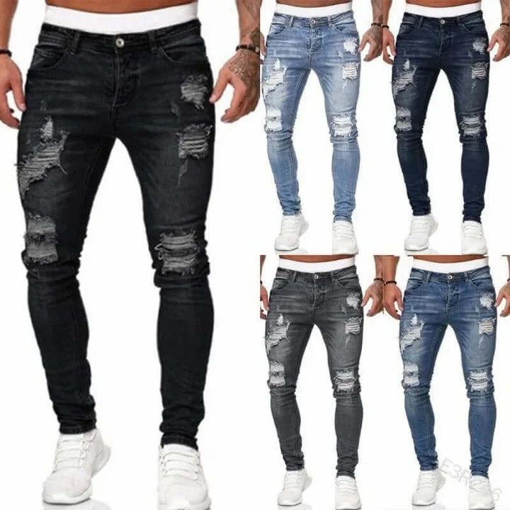 Men's Flocked Skinny Jeans: Stylish & Comfortable Fit