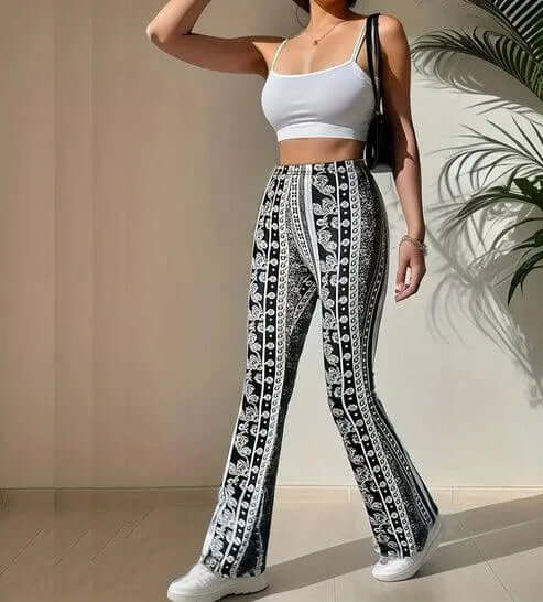Women's High-Waisted Bell Bottom Pants: Retro Flare, Flattering Fit