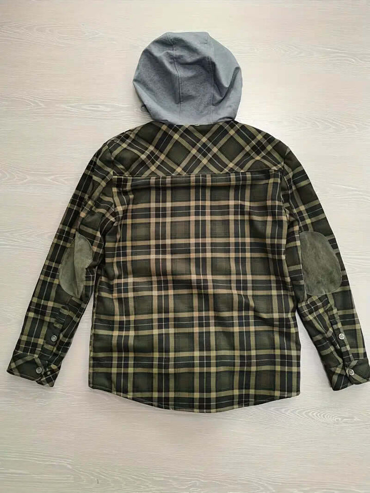 Men's Hooded Checked Regular Fit Jacket