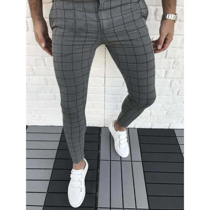 Men's Slim Fit Checked Trousers