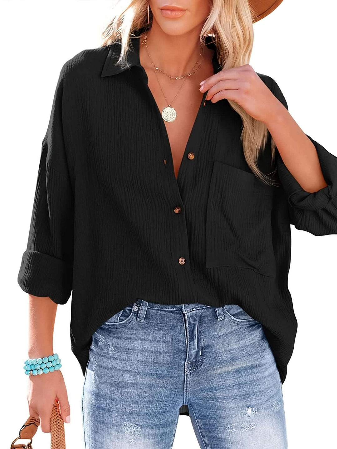 Women's Relaxed Cotton Long Sleeve Shirt