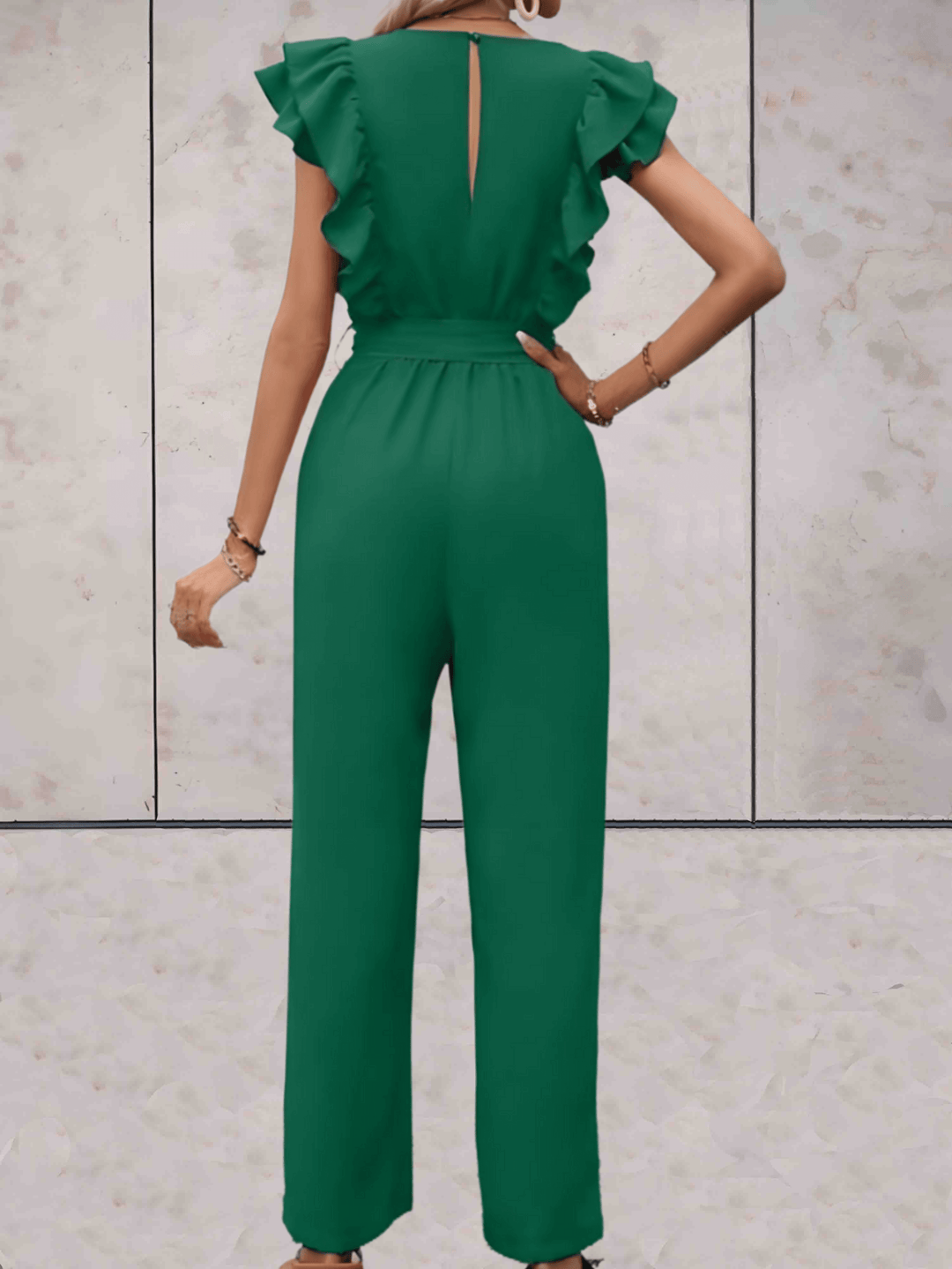 Women's Trendy V-Neck Ruffle Sleeve Jumpsuit